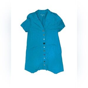 Soft Surroundings Danielle Mixed Button Asymmetrical Hem Dress Size Large Pocket